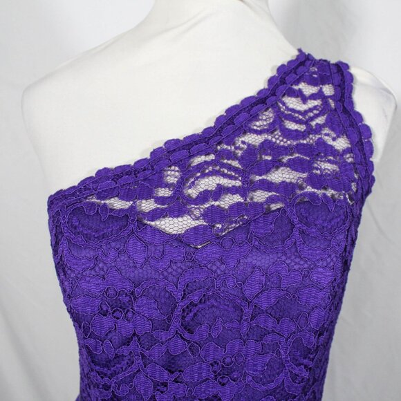 Grape Purple One Shoulder Formal Dress Y2K Style Size 8 Prom Spring Summer - Picture 6 of 10